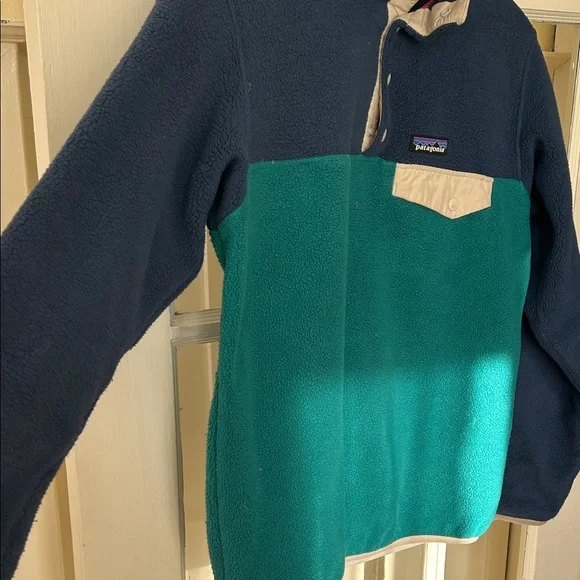 Patagonia Navy and Teal Fleece Pullover, Synchilla - Picture 7 of 9